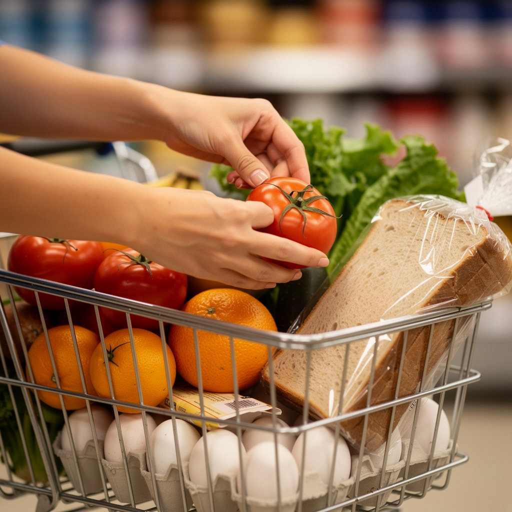 Super Discount & Food store shelves stocked with affordable groceries and food essentials in San Diego
